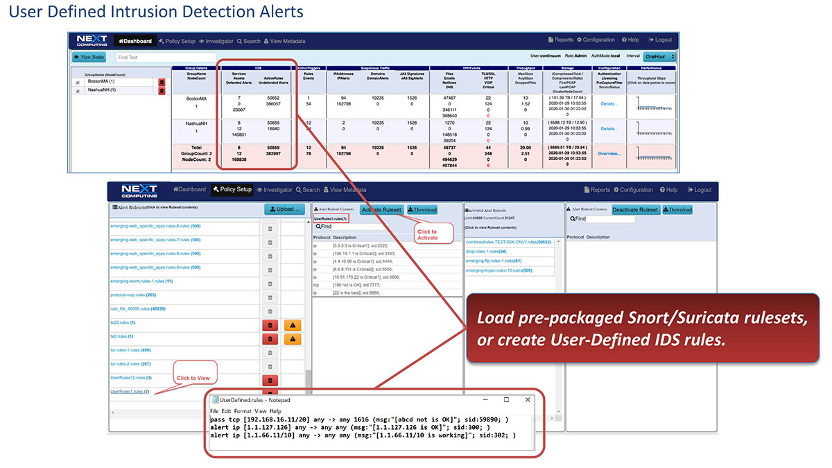 user-defined intrusion detection alerts